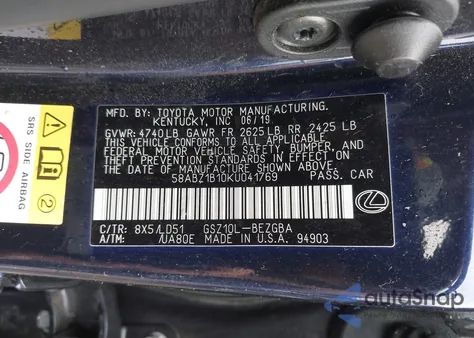 2019 Lexus Es 350 из США, поврежденный, VIN 58ABZ1B10KU041769